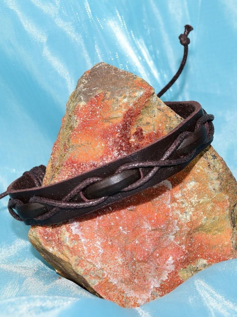 Malik Punch Weave Hemp Leather Bracelet Dark Brown Womens Gift Packaged